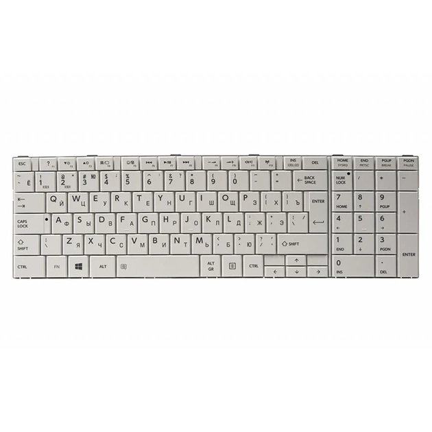 Клавіатура ноутбука PowerPlant TOSHIBA Satellite C850, C870 біла, біла рамка (KB311781) - picture 1
