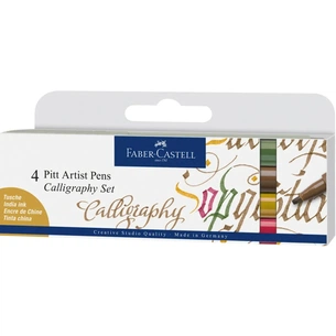 Лайнер Faber-Castell набір капілярних ручок для каліграфії PITT Calligraphy з 4 кольорів (28951) зображення 1