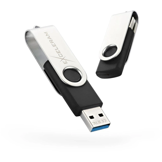 USB флеш накопичувач eXceleram 64GB P1 Series Silver/Black USB 3.1 Gen 1 (EXP1U3SIB64) - зображення 1