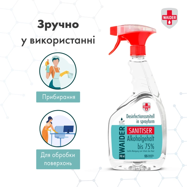 Антисептик для рук Waider Дезінфектор для тіла та твердих поверхонь 740 мл (4823098411024) - изображение 8