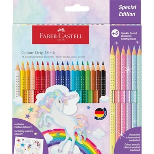 Олівці кольорові Faber-Castell Colour Grip Unicorn, акварельні, 18 кольорів + 6 пастельних (201543) (32324) зображення 1