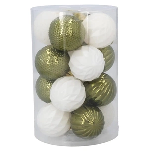 Ялинкова іграшка Chomik пластикові кульки 16 шт, 4 см, зелені і білі (5900779877351_2) зображення 1