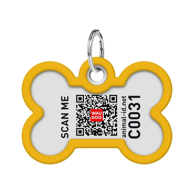 Адресник для животных WAUDOG Smart ID с QR паспортом "Градиент оранжевый", кость 40х28 мм (231-4035) - изображение 3