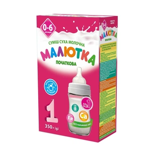 Дитяча суміш Малютка -1 Початкова молочна 0-6 місяців 350 г (4820199500053) зображення 1