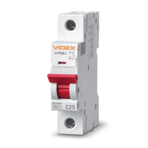 Автоматичний вимикач Videx RS4 RESIST 1п 25А С 4,5кА (VF-RS4-AV1C25) зображення 1