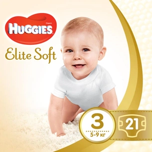 Підгузки Huggies Elite Soft 3 Small (5-9 кг) 21 шт (5029053546308) зображення 1