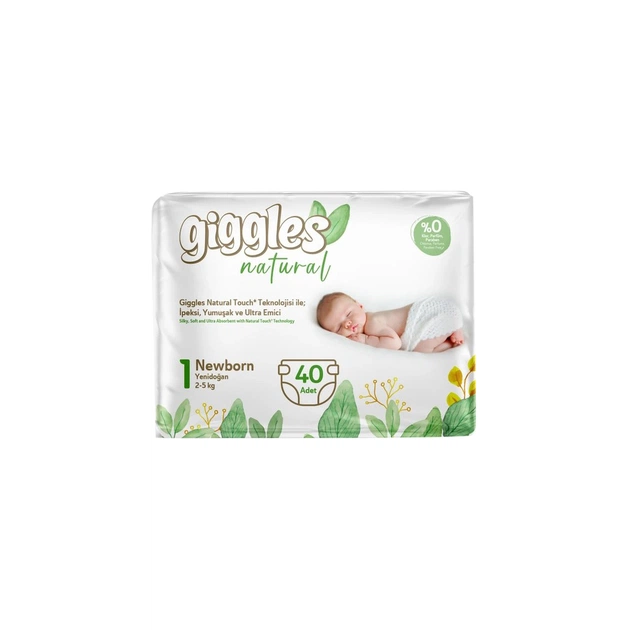 Підгузки Giggles Natural 1 Newborn 2-5 кг 40 шт (8680131206377) - зображення 1