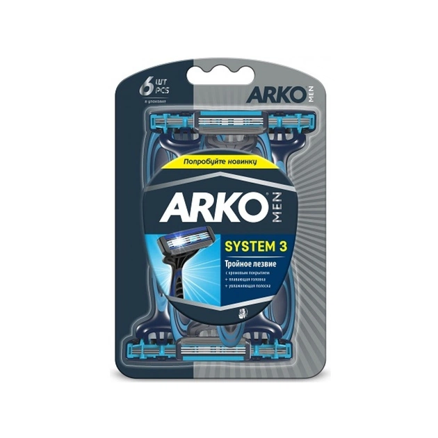 Бритва ARKO T3 System потрійне лезо 6 шт. (8690506422417) - зображення 1