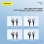 Кабель Foneng X92 4-in-1 (60W) USB/USB-C - USB-C/Lightning (M/M), 1 м, Black (X92-CA-FIO) - зменшене зображення 1