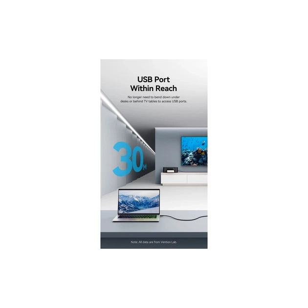 Дата кабель USB 2.0 AM/AF 30.0m Active black Vention (CBKBT) - picture 4