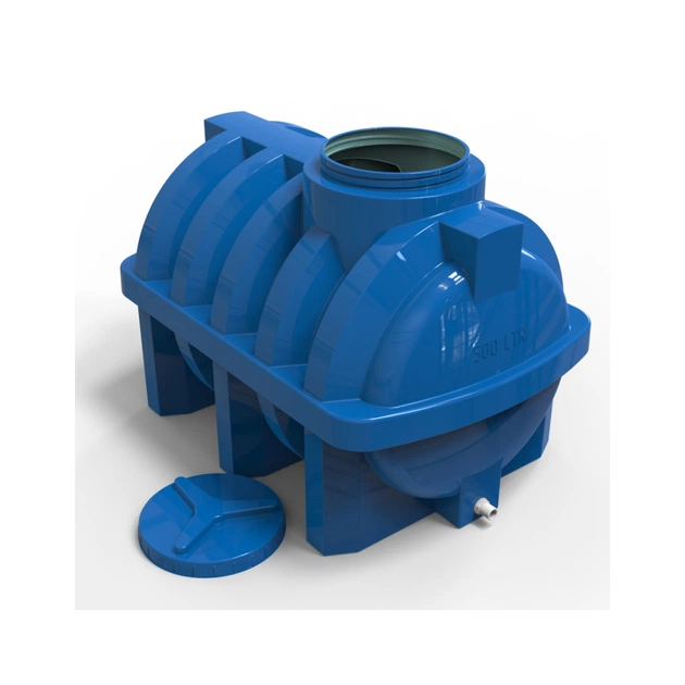 Ємність для води Євро Пласт горизонтальна харчова 500 л ребро синя (1447) - picture 3