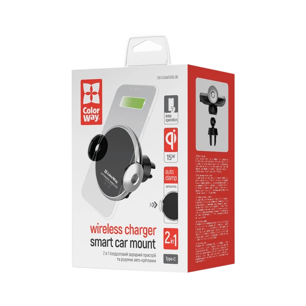 Універсальний автотримач ColorWay AutoSense Wireless Charger 2 15W Black (CW-CHAW036Q-BK) - picture 7