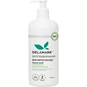 Засіб для ручного миття посуду DeLaMark з іонами срібла Зелене яблуко 500 мл (4820152331021) зображення 1
