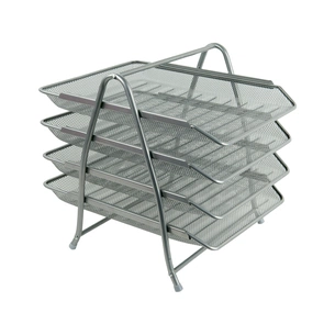 Лоток для паперів Axent горизонтальний 4-в-1, металевий, срібний (2129-03-A) зображення 1