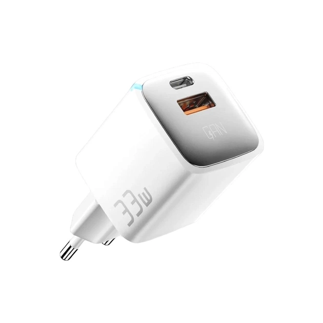 Зарядний пристрій Essager 1xUSB + 1xUSB-C 33W GaN white (ECTAC-JXB02-Z) - зображення 1