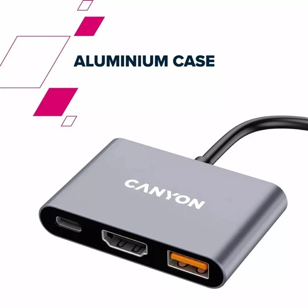 Концентратор Canyon hub DS-4 3in1 USB-C Grey (CNS-TDS4) - picture 10