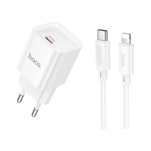 Зарядное устройство HOCO C146A Charm USB-C PD20W + cable USB-C to Lightning White (6942007630252) - изображение 1