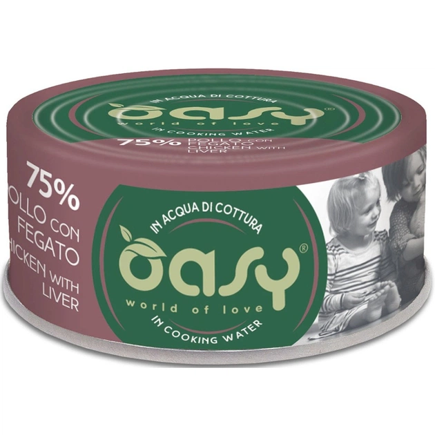 Консерви для котів OASY Wet More Love з куркою та печінкою 70 г (8053017344744) - зображення 1