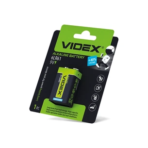 Батарейка Videx Крона 6LR61/9V лужна 1шт (6LR61/9V/B) зображення 1