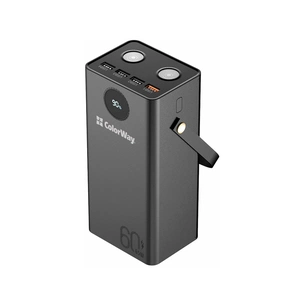 Батарея універсальна ColorWay 60 000 mAh Powerful PD/65W, QC/4.0, AFC, FCP, Black (CW-PB600LPA5BK-PDD) зображення 1