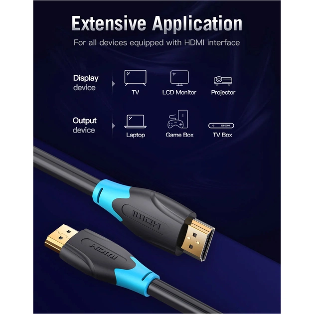 Кабель мультимедійний HDMI M to HDMI M 1.0m V2.0 Vention (AACBF) - picture 11