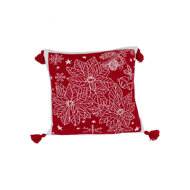 Наволочка Прованс декоративна в'язана Різдвяник червоний 45х45 (030169) - picture 2
