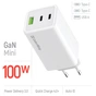 Зарядний пристрій ColorWay C101B GaN Mini 100W PD PPS 2xUSB-C + USB-A white (CW-CHS061PD-WT) - уменьшенное изображение 7