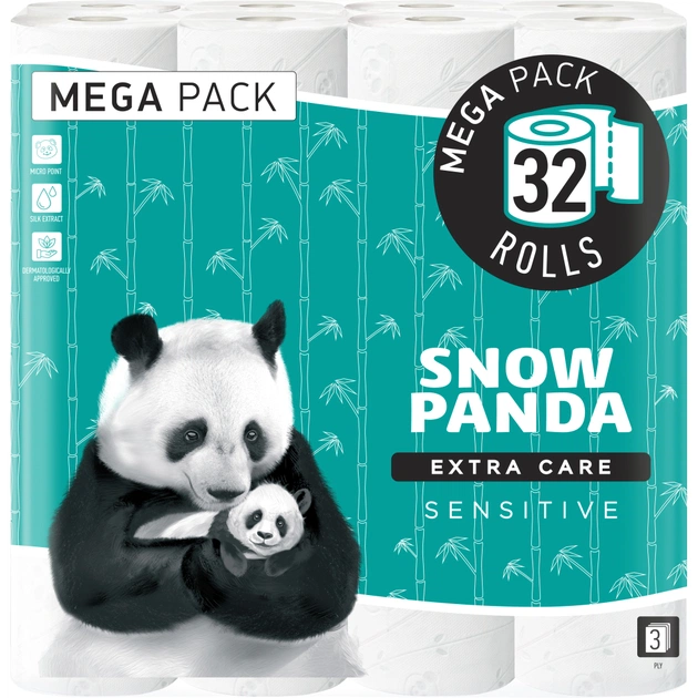 Туалетная бумага Сніжна Панда Extra Care Sensitive 3 слоя 32 рулона (4820183971586) - изображение 1