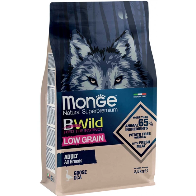 Сухий корм для собак Monge Dog Bwild Low Grain м'ясо гусака 2.5 кг (8009470012102) - зображення 1