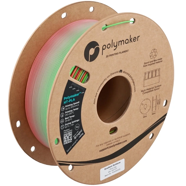Пластик для 3D-принтера Polymaker HT-PLA 1,75mm 1kg GRADIENT RAINBOW (PA17011) - изображение 1