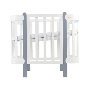 Ліжечко Ingvart трансформер Nika 60 Slim з опускною боковинкою (60х94, 60х120) біло-сіре (872900107040) зображення 1