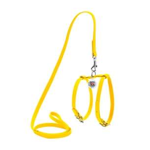 Шлея для собак WAUDOG Glamour з повідцем шкіряна Ш 12 мм А 25-33 см В 35-43 см жовта (34008) зображення 1