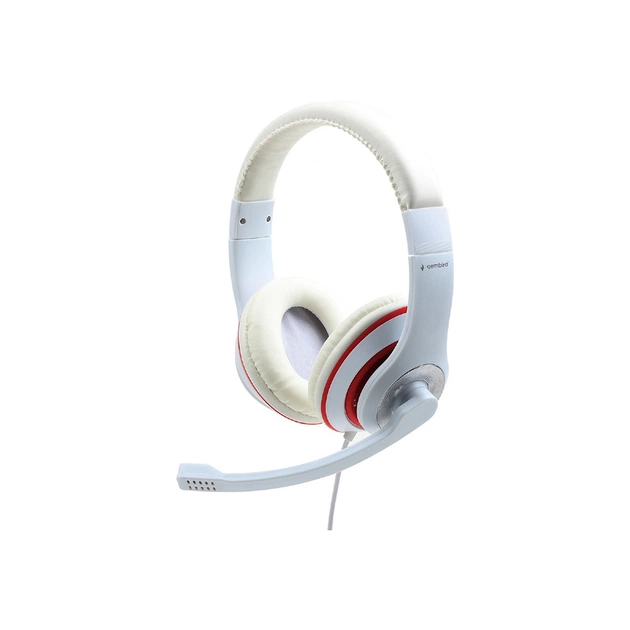 Наушники Gembird MHS-03 White/Red (MHS-03-WTRD) - изображение 1