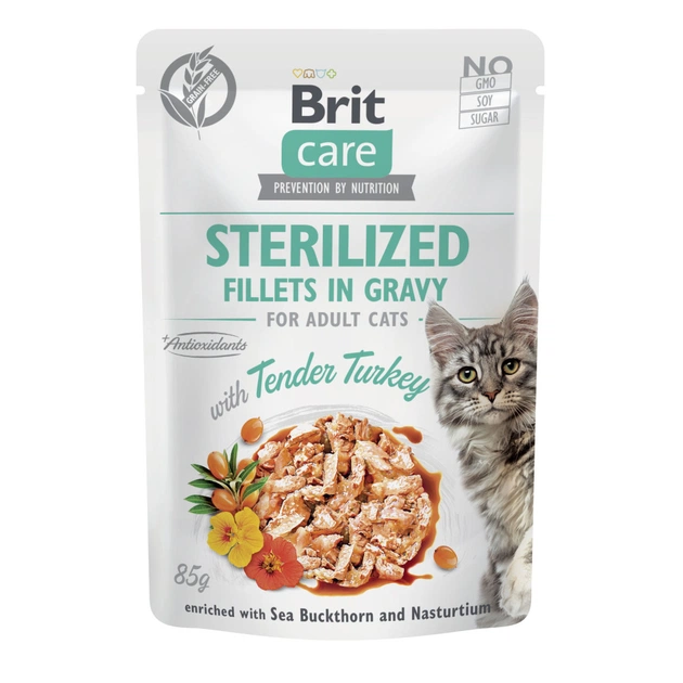 Вологий корм для кішок Brit Care Sterilized Fillets in Gravy Tender Turkey (8595602565306) - зображення 1