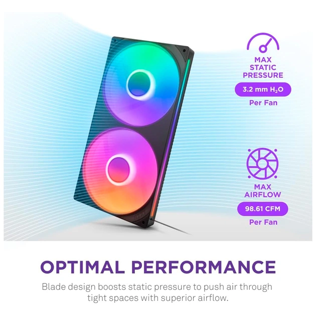 Кулер для корпуса NZXT F280 RGB Core Fan (Single Frame) - Black (RF-U28HF-B1) - изображение 10