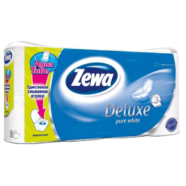 Туалетний папір Zewa Deluxe 3-шаровий Квіти Білий 8 шт (7322540055337) - изображение 1
