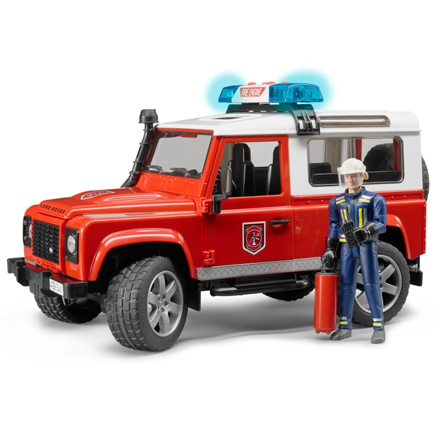 Спецтехніка Bruder Джип Пожежний Land Rover Defender + фігурка пожежного М1:16 (02596) - зображення 1