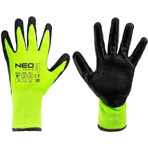 Захисні рукавиці Neo Tools утеплені, латексне покриття, поліестер, р.9, зелено чорні (97-613-9) изображение 1