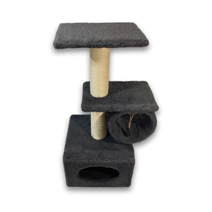 Дряпка (кігтеточка) для котів Природа Саванна з барабаном 38x38x90 см сіра (4823082442638) зображення 1