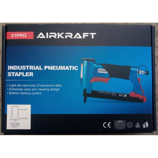 Степлер будівельний Airkraft пневмо професійний під скобу (12.7; 0.65 * 0.95; 6-16) (21PRO) - picture 2