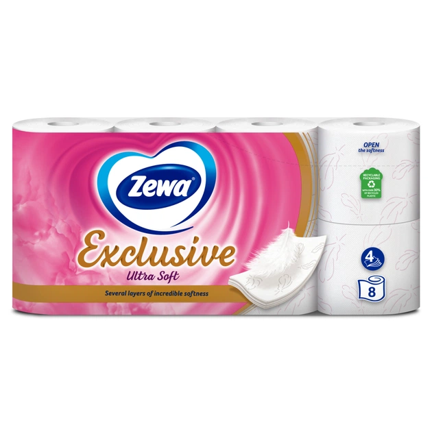 Туалетная бумага Zewa Exclusive Ultra Soft 4 слоя 8 рулонов (7322541046532/7322541191041) - изображение 1
