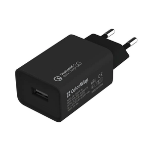 Зарядний пристрій ColorWay 1USB Quick Charge 3.0 (18W) black + cable Lightning (CW-CHS013QCL-BK) зображення 1