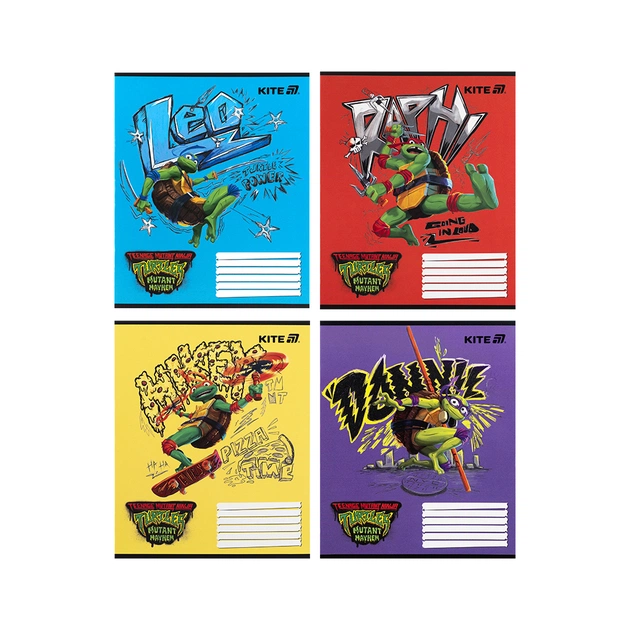 Зошит Kite Ninja Turtles, 12 аркушів, коса лінія (NT25-235) - изображение 1