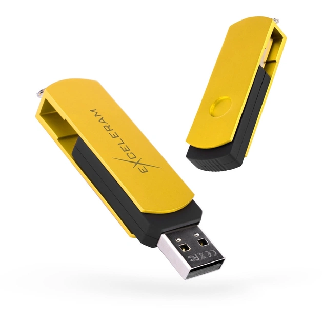 USB флеш накопичувач eXceleram 16GB P2 Series Yellow2/Black USB 2.0 (EXP2U2Y2B16) - изображение 1