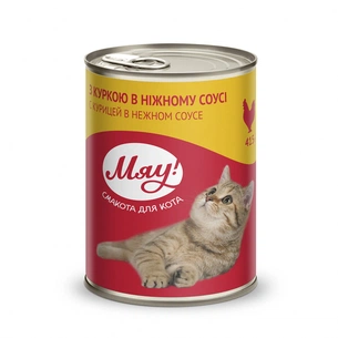 Консерви для котів Мяу! в ніжному соусі зі смаком курки 415 г (4820083902635) зображення 1