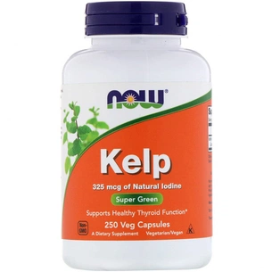 Мінерали Now Foods Натуральний Йод, (Ламінарія), Kelp, 250 капсул (NOW-02675) зображення 1