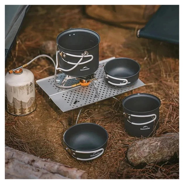Набір туристичного посуду Naturehike NH18T018-G, алюміній, 2 каструлі, 2 кришки (6927595785515) - picture 12