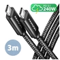 Дата кабель USB-C to USB-C 3.0m USB 2.0 PD 240W 5A black AXAGON (BUCM2-CM30AB) - зменшене зображення 1
