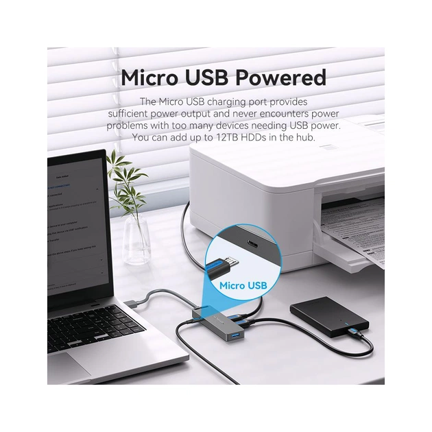 Концентратор Vention USB 3.0 to 4xUSB 3.0 Hub With Power Supply 0.15m black (CHLBB) - picture 6
