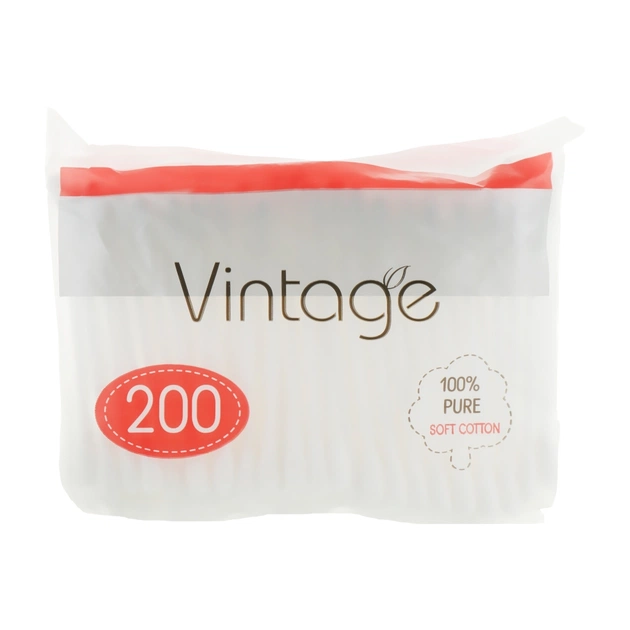 Ватні палички Vintage Cotton в поліетиленовій упаковці 200 шт. (4820164151587) - зображення 1